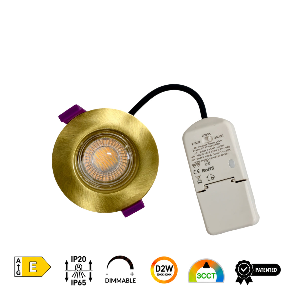 Klar-External Driver SMD IP65 Waterproof and Fire Rated Downlight